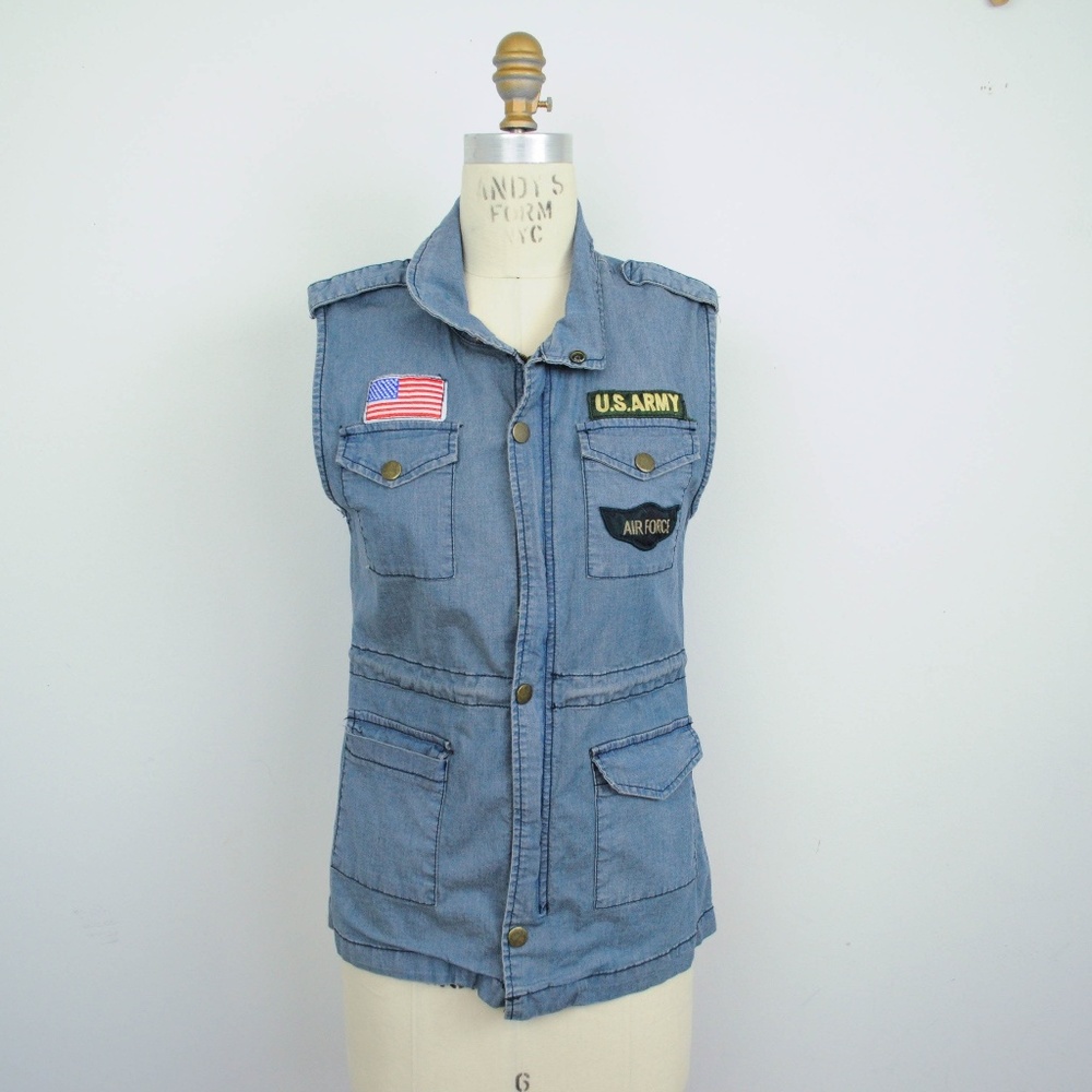 Misope Denim Vest Army Military